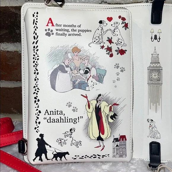 Loungefly NWT! Disney 101 Dalmatians Classic Book Convertible Crossbody/Backpack - Picture 10 of 17